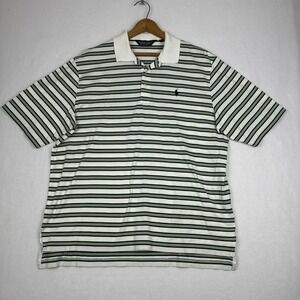 Polo Golf Ralph Lauren Short Sleeve sz L White Green Pink Striped‎ Pima Cotton *